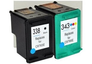 Analogs kasetņu komplekts tintes printeriem Hp 338 Black + Hp 343 Tricolor cena un informācija | Tintes kārtridži | 220.lv