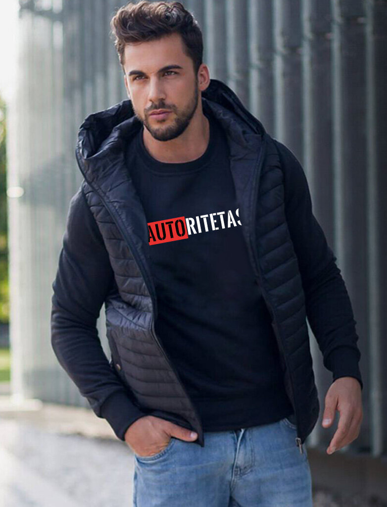 Vīriešu džemperis "Autoritetas", melns цена и информация | Vīriešu jakas | 220.lv