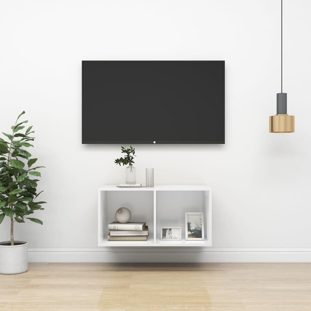 vidaXL Pie sienas montējams TV skapis, balts, 37x37x72 cm, MDP cena un informācija | TV galdiņi | 220.lv