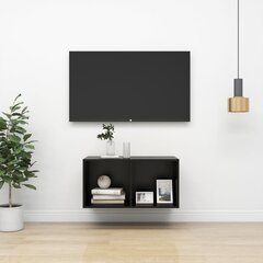 vidaXL Pie sienas montējams TV skapis, melns, 37x37x72 cm, MDP цена и информация | Тумбы под телевизор | 220.lv