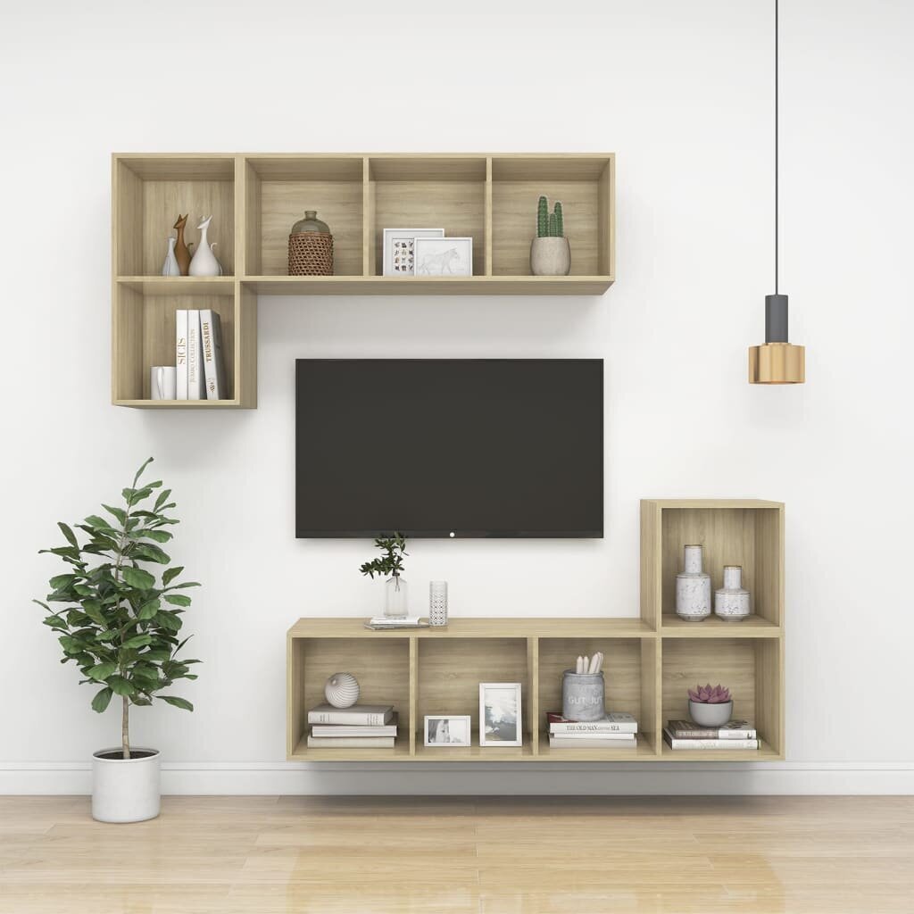 vidaXL Pie sienas montējams TV skapis, ozols, 37x37x72 cm, MDP цена и информация | TV galdiņi | 220.lv