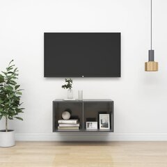 vidaXL Sienas TV skapis, spīdīgi pelēks, 37x37x72 cm, MDP cena un informācija | TV galdiņi | 220.lv