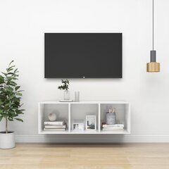 vidaXL Sienas TV skapis, spīdīgi balts, 37x37x107cm, MDP cena un informācija | TV galdiņi | 220.lv