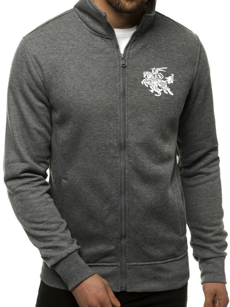 Vīriešu džemperis ar uzdruku "Silon", tumši pelēks цена и информация | Vīriešu jakas | 220.lv