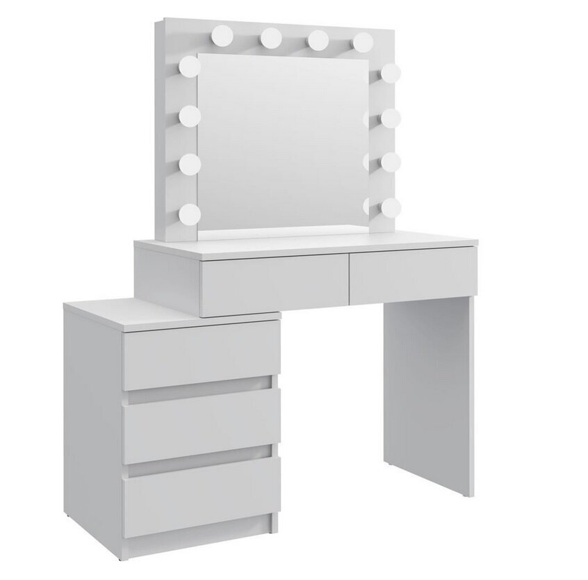 Kosmētikas galdiņš Adele 12 LED White, balts cena un informācija | Kosmētikas galdiņi | 220.lv