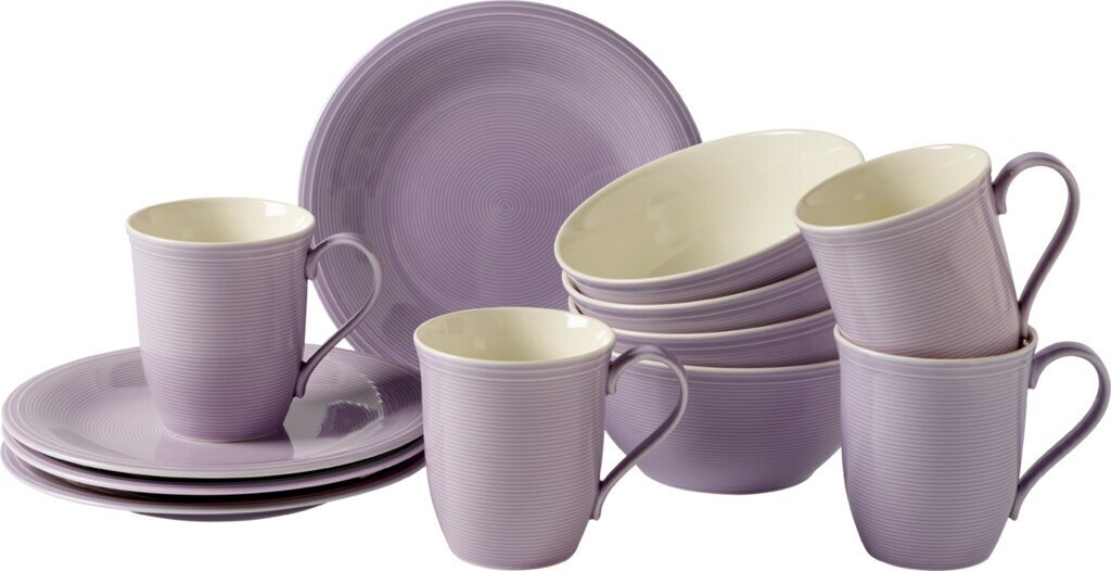 Villeroy & Boch 12-daļīgs brokastu komplekts Like Color Loop, violets cena un informācija | Trauki, šķīvji, pusdienu servīzes | 220.lv