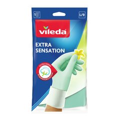 Vileda Extra Sensation Mājsaimniecības cimdi Green Cotton, Latekss 1 gab. cena un informācija | Vileda Mājsaimniecības preces | 220.lv