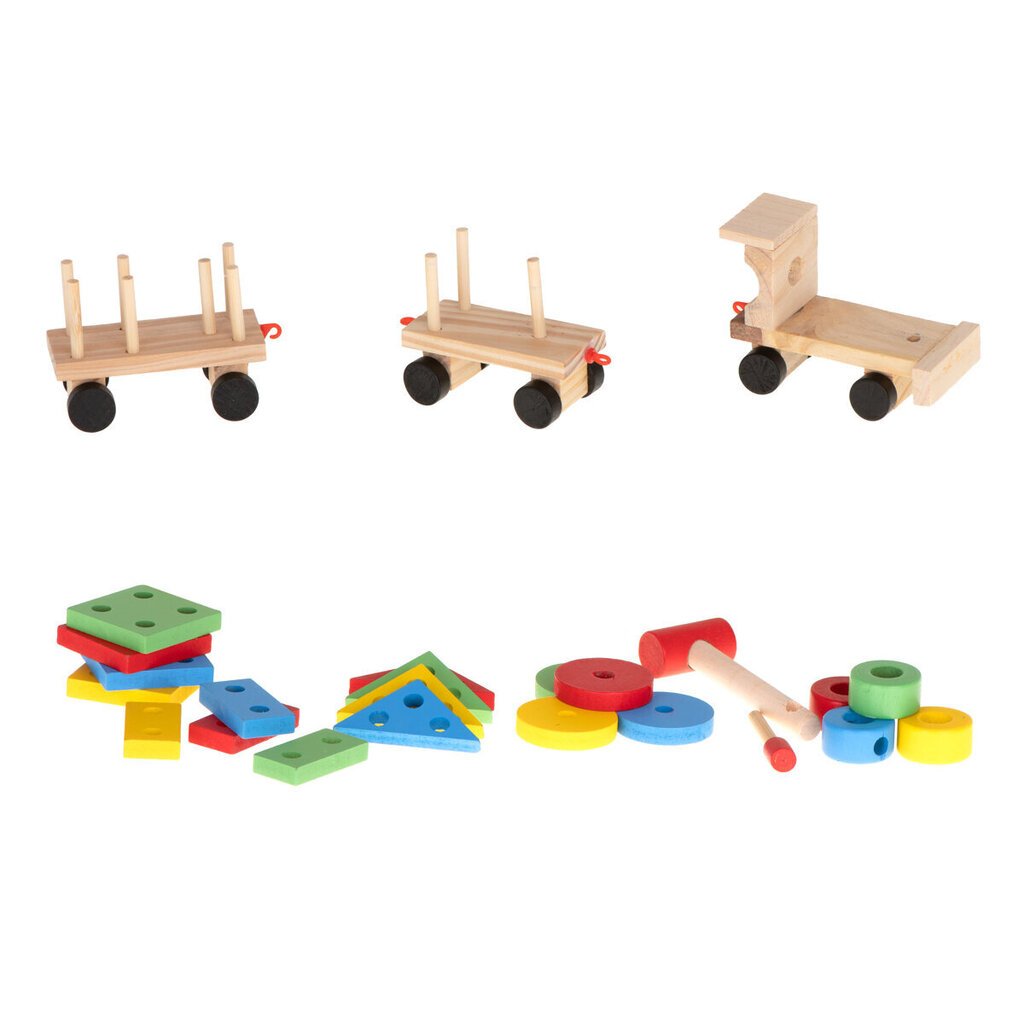 Koka vilciens ar blokiem, 30 cm cena un informācija | Rotaļlietas zēniem | 220.lv