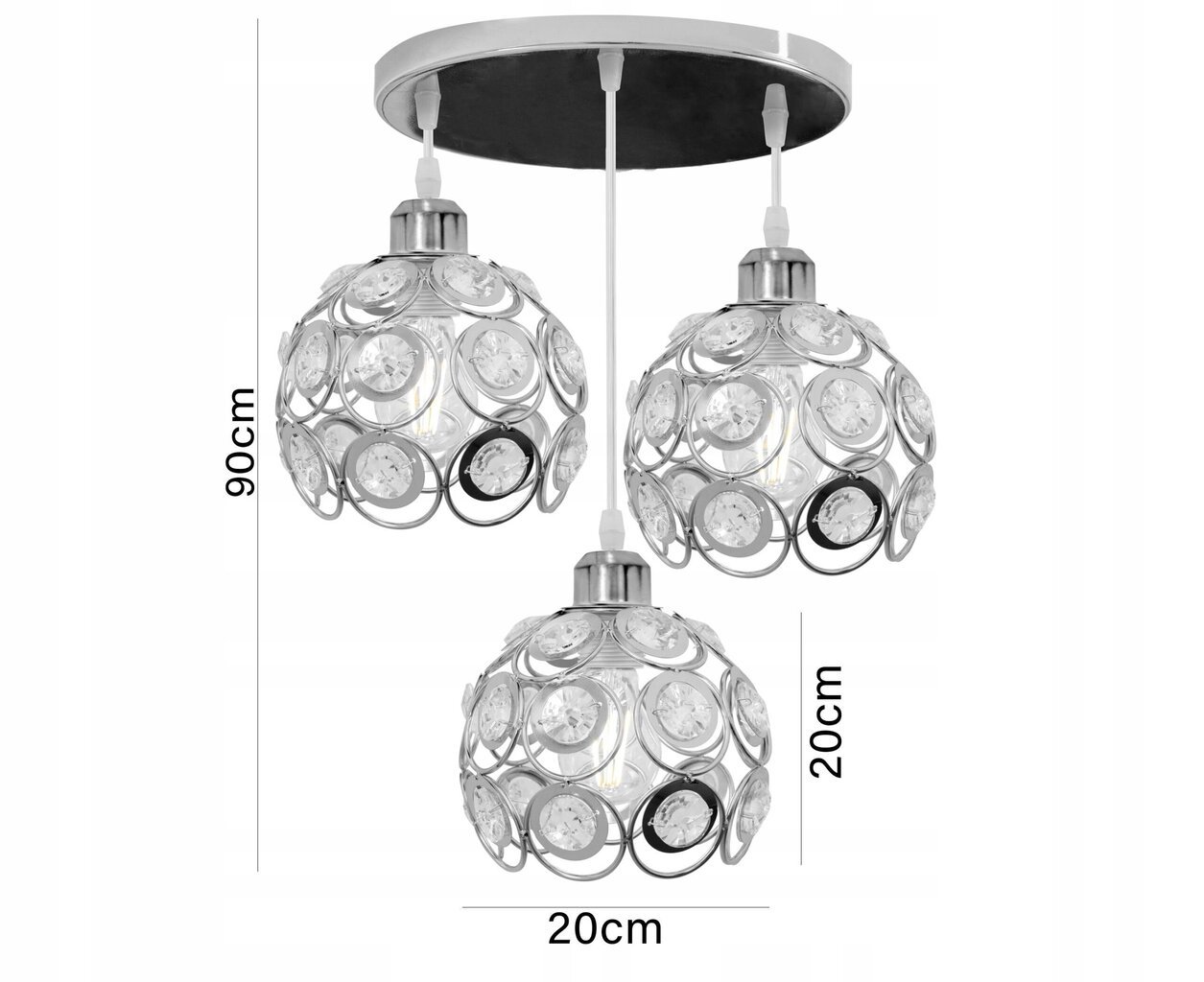 Piekaramā lampa Crystal Ball 3, Black cena un informācija | Lustras | 220.lv