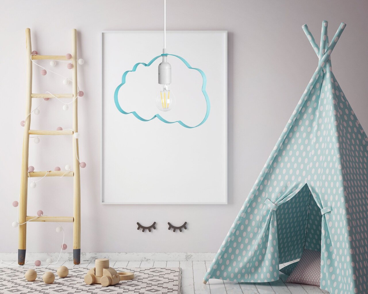 Bērnu piekaramā lampa Cloud, Blue cena un informācija | Lampas bērnu istabai | 220.lv
