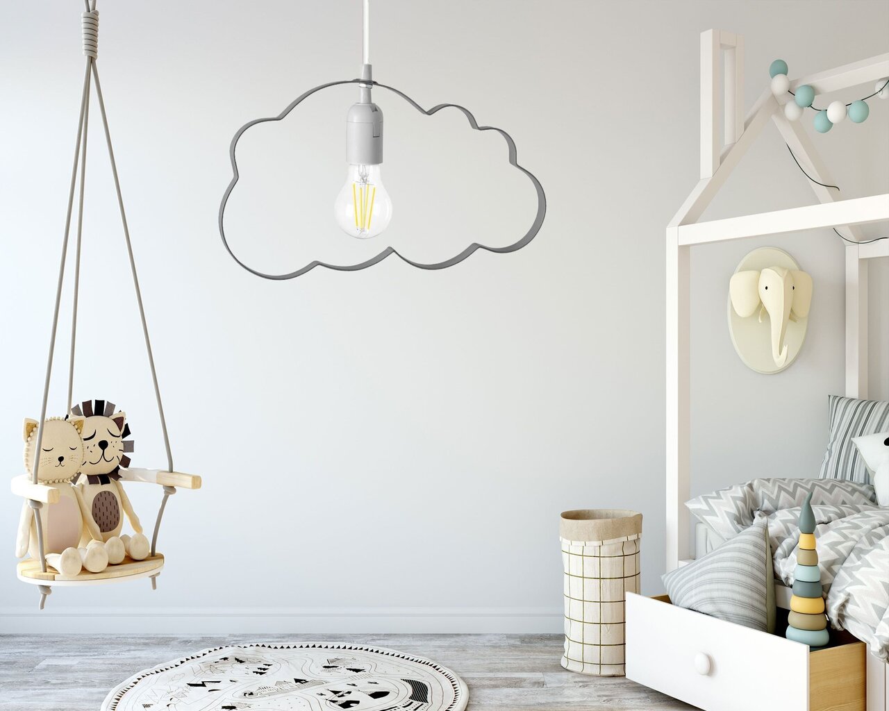 Bērnu piekaramā lampa Cloud, Grey cena un informācija | Lampas bērnu istabai | 220.lv