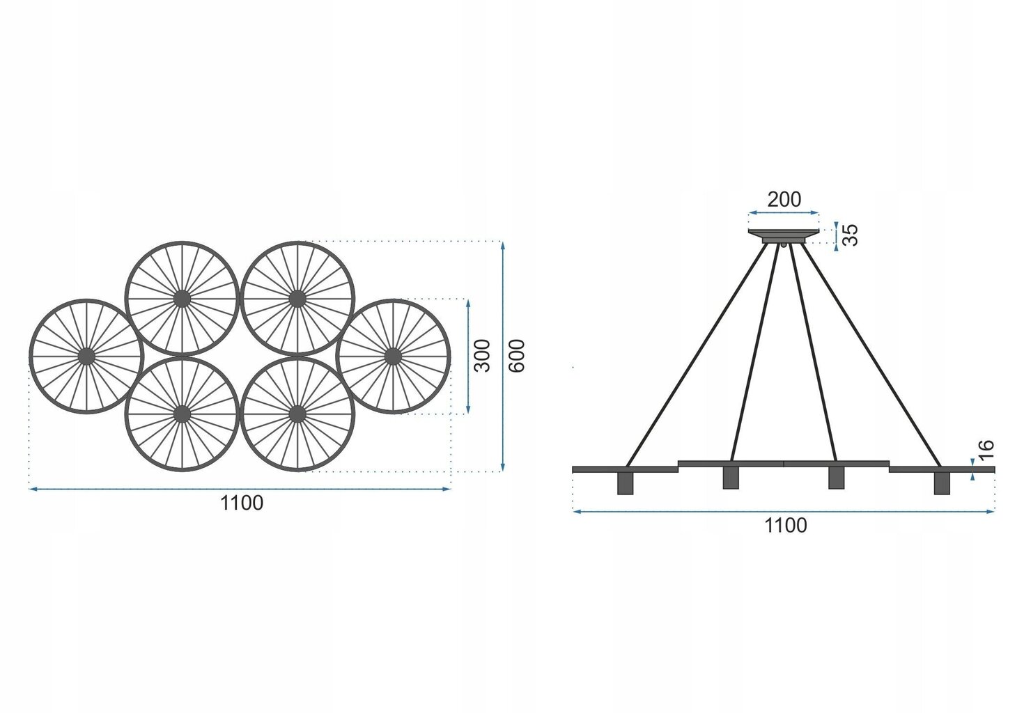 Piekaramā lampa Retro Wheel 6 cena un informācija | Piekaramās lampas | 220.lv