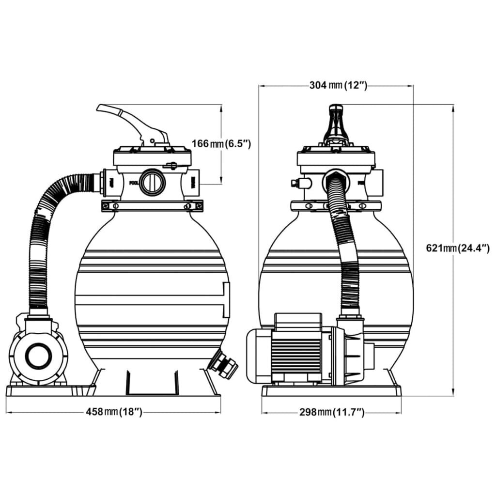 vidaXL baseina sūkņi ar smilšu filtru, 2 gab., 400 W, 11000 l/h cena un informācija | Baseina filtri | 220.lv