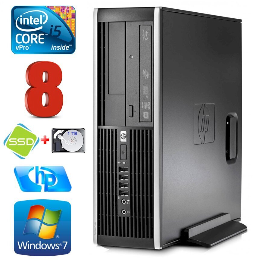 HP 8100 Elite SFF i5-650 8GB 120SSD+1TB DVD WIN7Pro [atjaunots] cena un informācija | Stacionārie datori | 220.lv