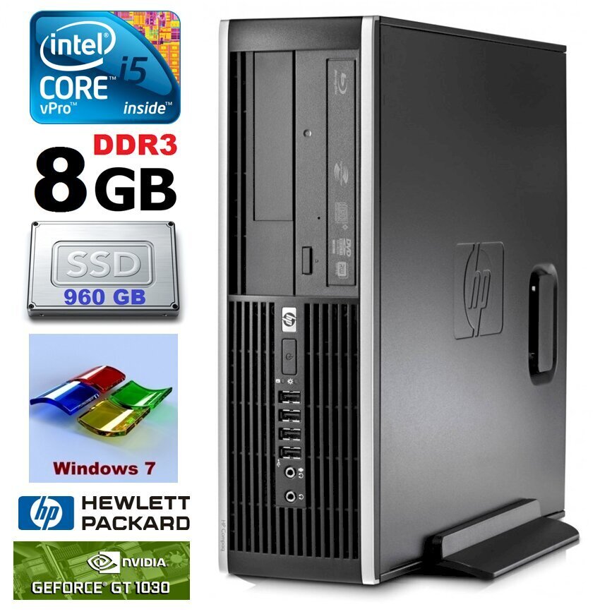 HP 8100 Elite SFF i5-650 8GB 960SSD GT1030 2GB DVD WIN7Pro [atjaunots] cena un informācija | Stacionārie datori | 220.lv