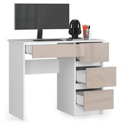 Письменный стол NORE A7, правый вариант, белый / бежевый цена и информация | Компьютерные, письменные столы | 220.lv