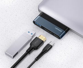 USAMS SJ492 USB-C centrmezgls uz 1xUSB, 1xUSB-C, 1xHDMI, Melns cena un informācija | Usams Datortehnika | 220.lv