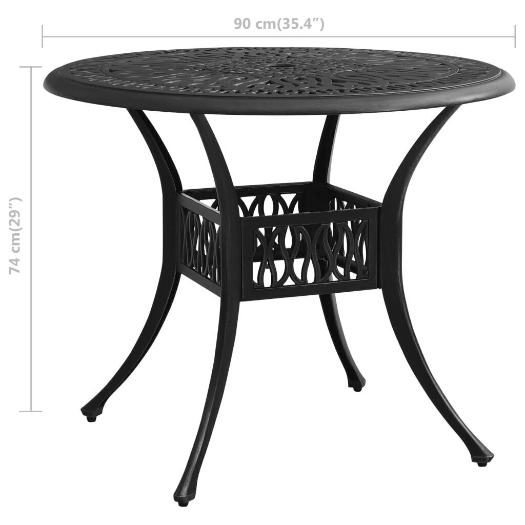 Dārza galds, 90x90x74 cm, melns cena un informācija | Dārza galdi | 220.lv