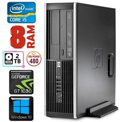 HP 8100 Elite SFF i5-750 8GB 480SSD+2TB GT1030 2GB DVD WIN10 [atjaunots] cena un informācija | Stacionārie datori | 220.lv