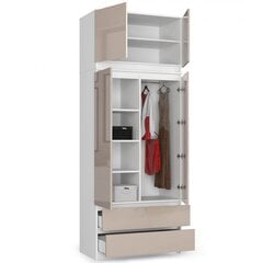Шкаф NORE S90 с антресолями, белый/бежевый цена и информация | Шкафы | 220.lv
