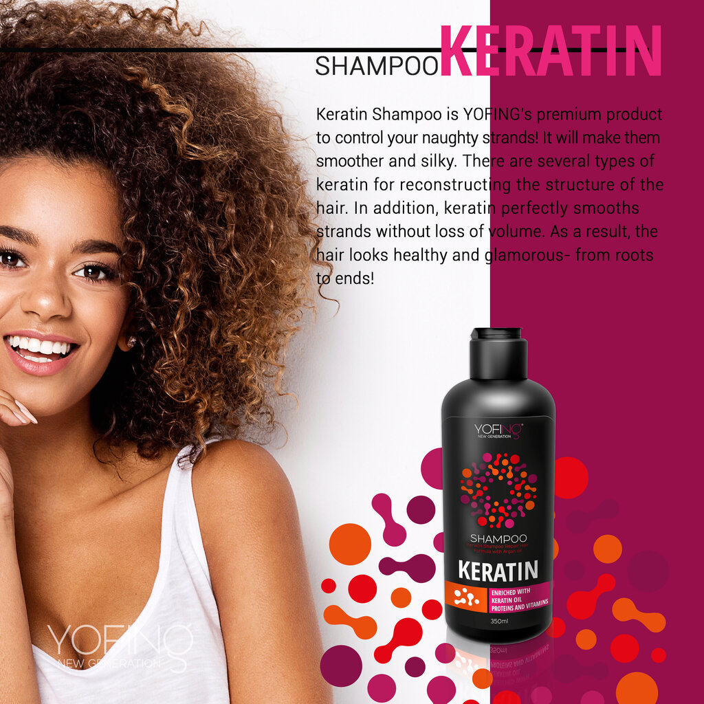 Keratīna šampūns matu atjaunošanai ar argāna eļļu, Yofing, Izraēla, 350ml cena un informācija | Šampūni | 220.lv