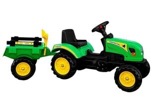 Minams traktors ar piekabi Branson 135 cm, zaļš cena un informācija | Rotaļlietas zēniem | 220.lv