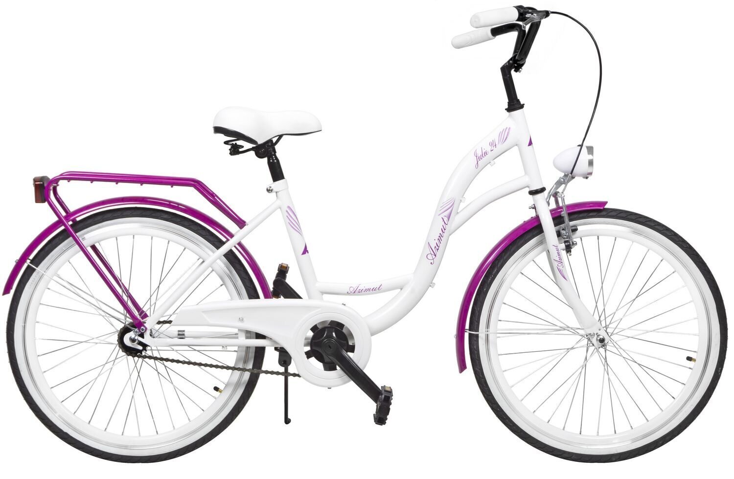Bērnu velosipēds AZIMUT Julie 24" 2021, balts/violets cena un informācija | Velosipēdi | 220.lv