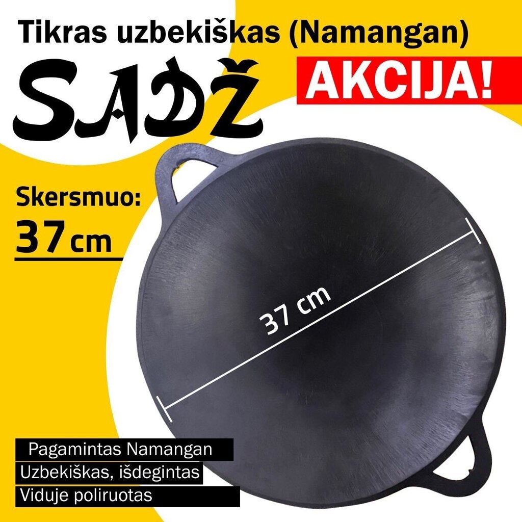 Uzbeku slīpēta panna (Sadž) 37cm cena un informācija | Pannas | 220.lv