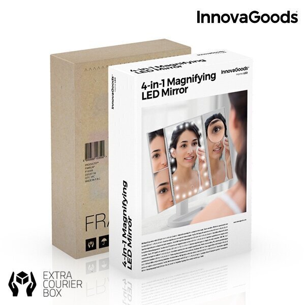 Palielinošais spogulis InnovaGoods 4 IN 1 LED cena un informācija | Kosmētikas somas, spoguļi | 220.lv