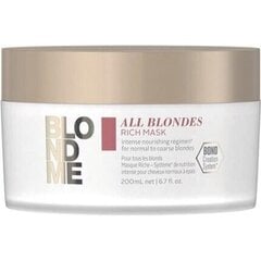 Питательная маска для волос Schwarzkopf Professional Blond Me All Blondes Rich 200 мл цена и информация | Распылите крем-спрей на волосы на расстоянии 20-25 см, расчешите их расческой. | 220.lv