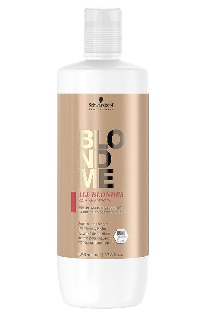 Barojošs matu šampūns Schwarzkopf Professional Blond Me All Blondes Rich, 1000 ml cena un informācija | Šampūni | 220.lv