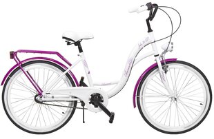 Bērnu velosipēds AZIMUT Julie 24" 3-speed 2021, balts/violets cena un informācija | Velosipēdi | 220.lv