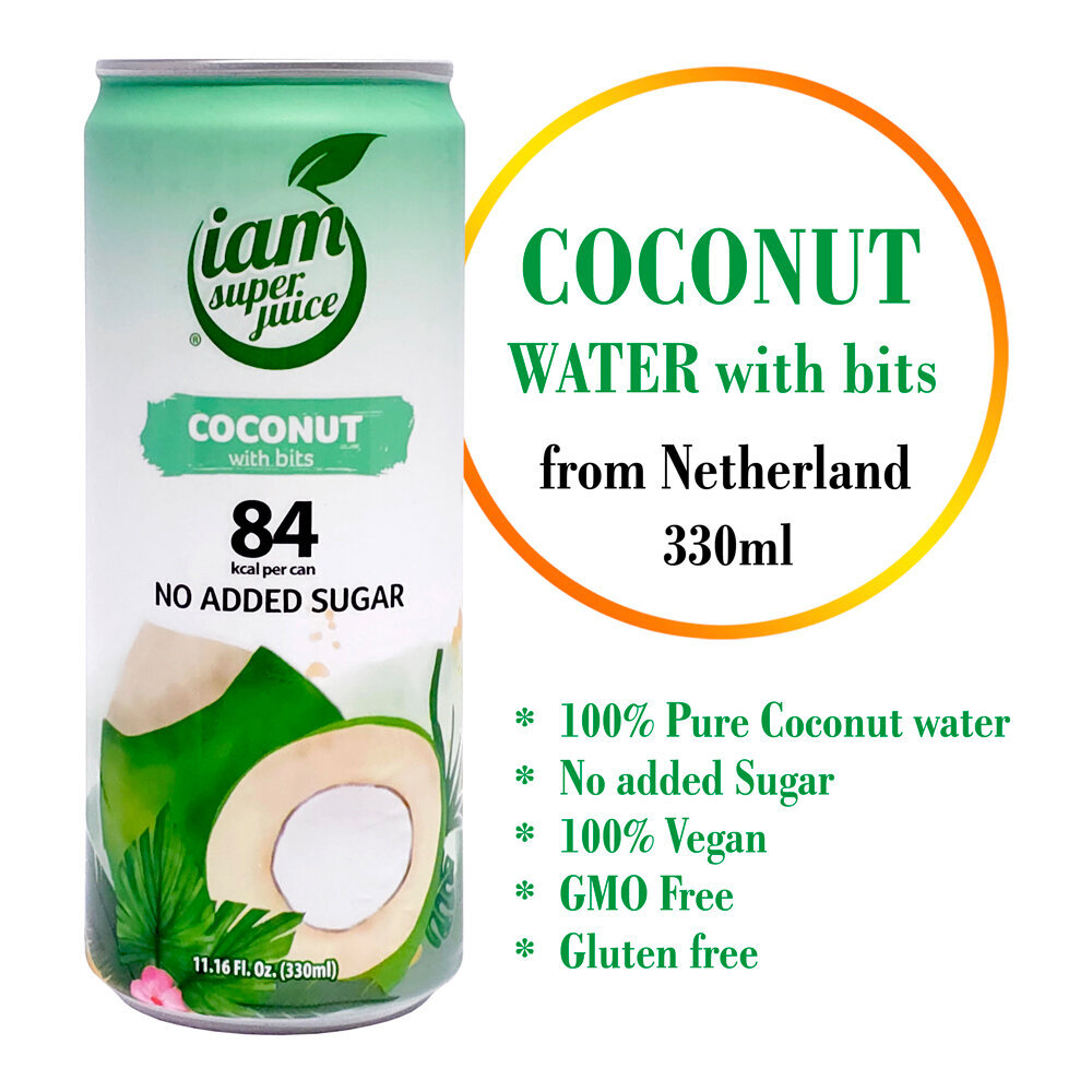 100% Kokosriekstu ūdens ar gabaliņiem, Coconut water with bits, I am super juice, 330ml cena un informācija | Atsvaidzinoši dzērieni | 220.lv