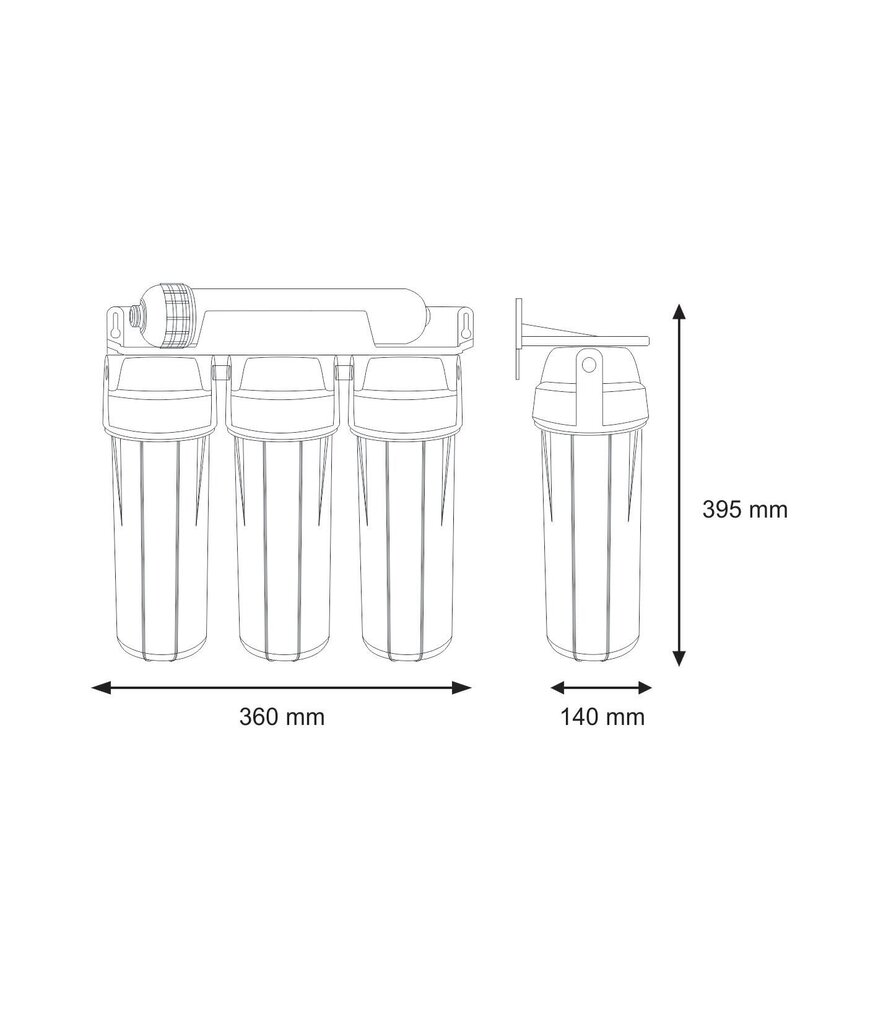 Dzeramā ūdens četru pakāpju filtrācijas sistēma ar UF membrānu Aquafilter FP3-HJ-K1 cena un informācija | Ūdens attīrīšanas sistēmas un filtri | 220.lv