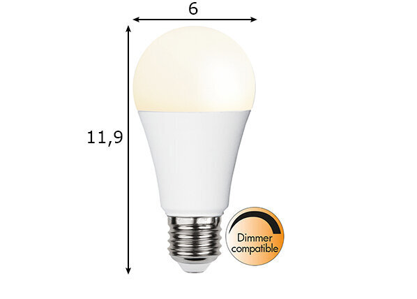LED spuldze A +, E27, 9,5 W (60 W), 2700K silti balta, 80 Ra, 806lm 10/100 cena un informācija | Spuldzes | 220.lv
