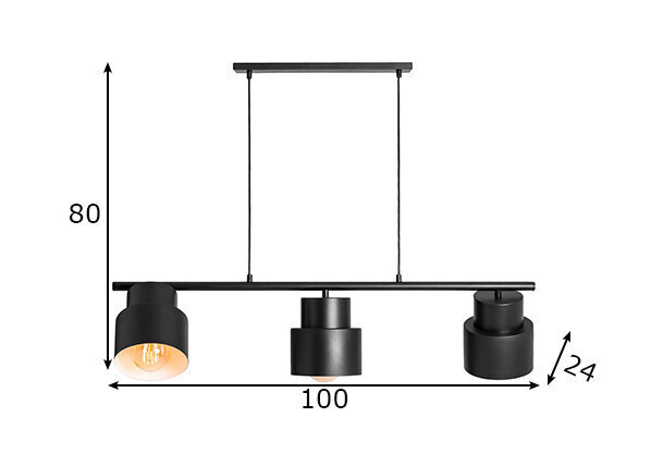 Griestu lampa Kadm I, melna, 3x 60 W cena un informācija | Griestu lampas | 220.lv