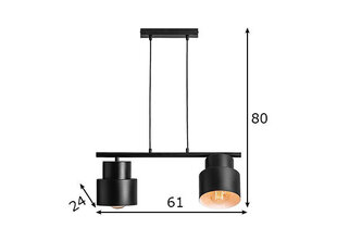 Griestu lampa Kadm I, melna, 2x 60 W cena un informācija | Griestu lampas | 220.lv