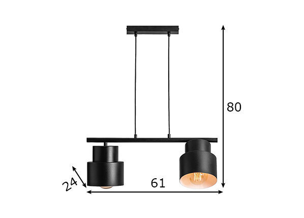 Griestu lampa Kadm I, melna, 2x 60 W cena un informācija | Griestu lampas | 220.lv