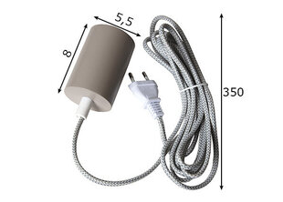 Kabelis Cord, E27, pelēks цена и информация | Потолочные светильники | 220.lv