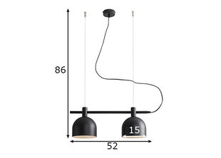 Griestu lampa Beryl, melna, 2x 60 W cena un informācija | Piekaramās lampas | 220.lv