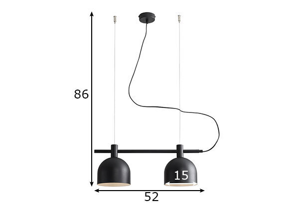 Griestu lampa Beryl, melna, 2x 60 W цена и информация | Piekaramās lampas | 220.lv