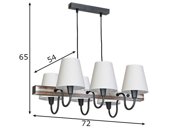 Griestu lampa Thor II, balta/grafīta krāsas/koka, 6x 40 W cena un informācija | Griestu lampas | 220.lv