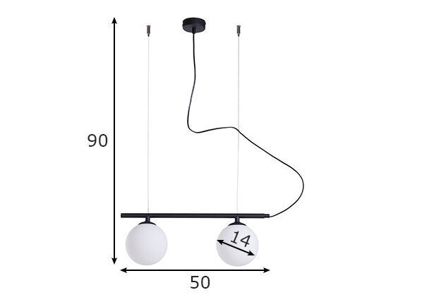 Griestu lampa Beryl, melna/balta, 2x 40 W cena un informācija | Piekaramās lampas | 220.lv