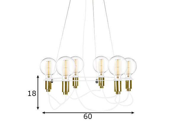 Griestu lampa Cables, balta, 6x 60 W cena un informācija | Lustras | 220.lv