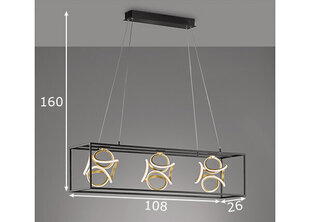 Griestu lampa Gesa, melna un zelta toņa, 3 x 16 W цена и информация | Люстры | 220.lv