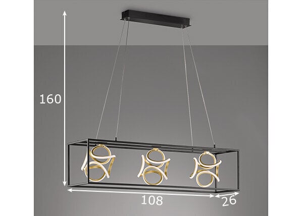 Griestu lampa Gesa, melna un zelta toņa, 3 x 16 W cena un informācija | Lustras | 220.lv