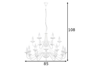 Griestu lampa Roza, balta, 18 spuldzēm, 40 W cena un informācija | Piekaramās lampas | 220.lv