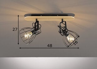 Griestu lampa Die, melna/koka, 2x 40 W cena un informācija | Griestu lampas | 220.lv