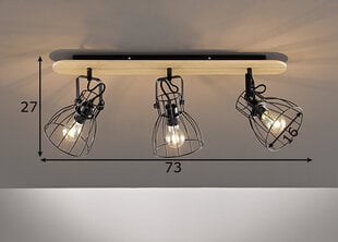 Griestu lampa Die, melna/koka, 3x 40 W цена и информация | Потолочные светильники | 220.lv