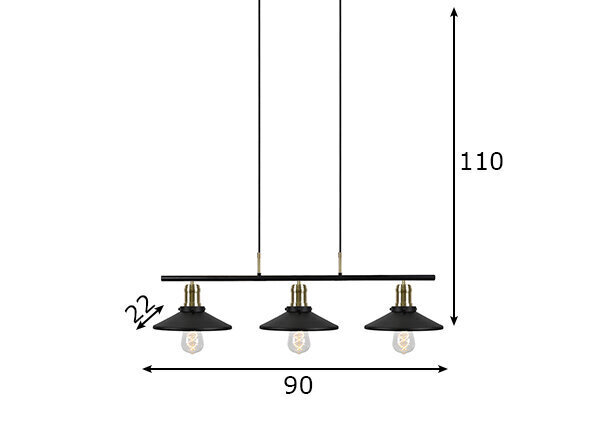 Griestu lampa Disc, birstēta misiņa toņa, 3x 60 W цена и информация | Piekaramās lampas | 220.lv